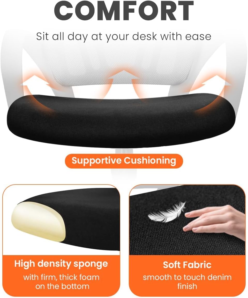 NEO CHAIR Office Desk Computer Chair Ergonomic Mesh Gaming Mid Back Seat with Comfy Lumbar Support Adjustable Height Swivel for Home Task (Black) - Image 3