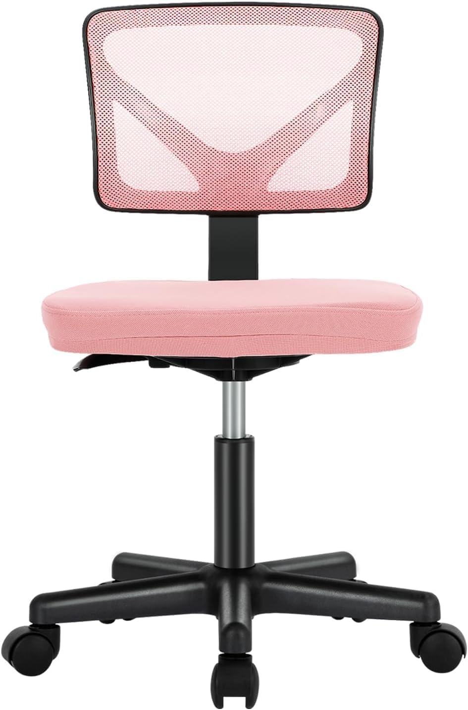 Sweetcrispy Office Computer Desk Chair, Ergonomic Low-Back Mesh Rolling Work Swivel Chairs with Wheels, Armless Comfortable Seat Lumbar Support for Home, Bedroom, Study, Student, Adults, Pink - Image 4