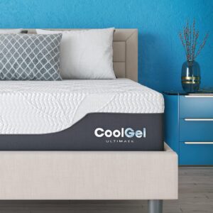 Cool Gel Chill 14 Inch Medium Firm Memory Foam Mattress Queen Size, with 2 Bonus CoolGel Memory Foam Bed Pillows, 14" with Pressure Relief, CertiPUR-US Certified, Cooling Queen Mattress in a Box
