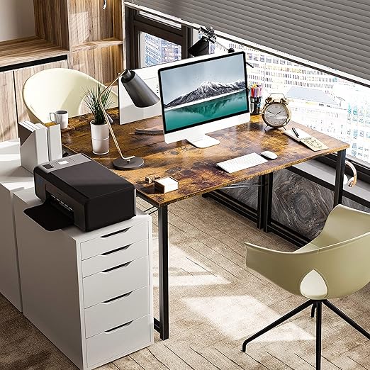 ODK 40 Inches Computer Desk for Home Office, Office Table for Small Spaces, Writing Desk with Headphone Hooks, Rustic Brown - Image 5
